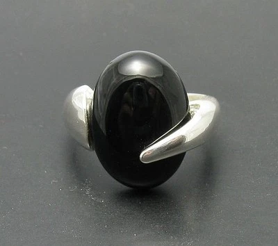 Sterling Silver Ring Hallmarked Solid 925 Black Onyx Handmade Empress - Image 1 of 4