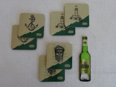 Jever Bier-Set für Zuhause:6 Jever Korkuntersetzer+1 Jever Flaschenöffner Magnet