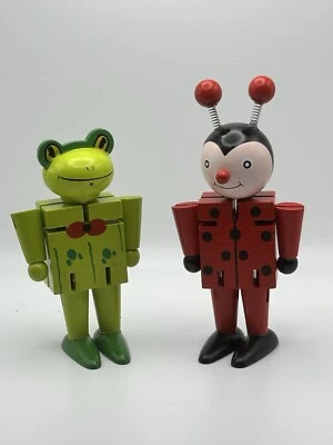 Articulated Frog And Lady Bug Wooden Figures - Image 1 of 4