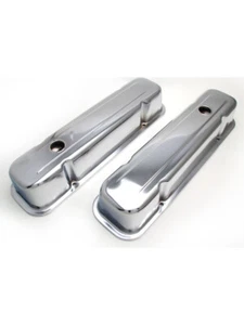 Trans-Dapt Valve Cover Tall Baffled Breather Holes Steel Chrome Pontiac (9300) - Picture 1 of 12
