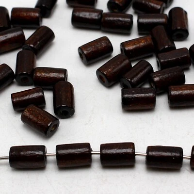 200 Brown Wood Column Tube Beads 6X10mm~Wooden Spacer - Image 1 of 4