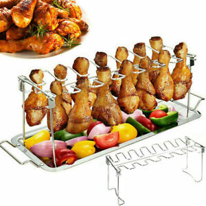 Stainless Steel Grill Chicken Leg Drumstick Stand Holder Barbecue Non-stick Rack