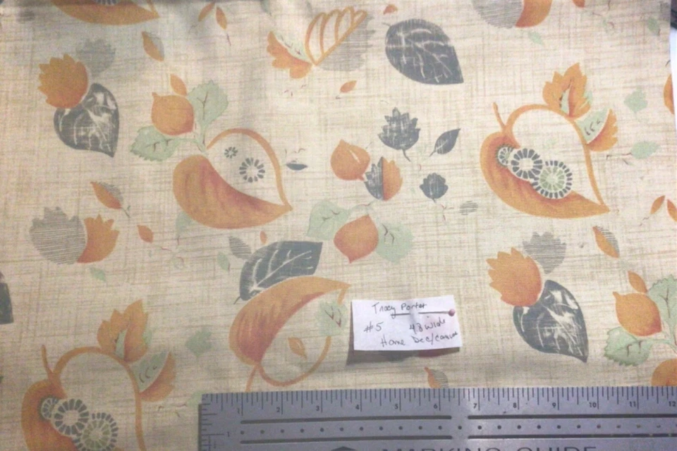 Tracy Porter Leaves on Yellow  Canvas Home Dec Fabric By the Yard  - Image 1 of 1