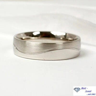 Bague pour Hommes En 585 or Blanc 14 Carat Mat Brillant - Photo 1/2