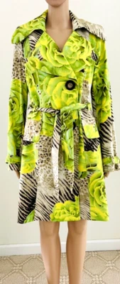 Gabardina para mujer Alberto Makali forrada con cinturón bolsillos sintéticos abstractos animales 8 Foto 1 de 4