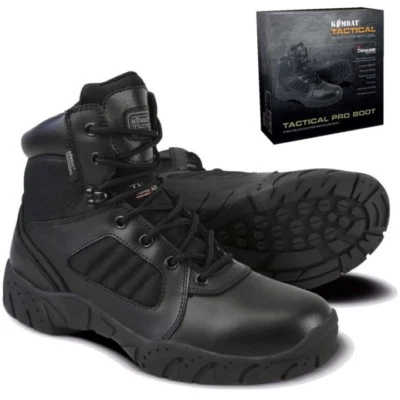 KOMBAT UK MENS 6" TACTICAL PRO BOOTS SIDE ZIP UK 6-12 BIKER FOOTWEAR BRITISH ARMY BLACK