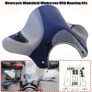 Motorcycle Windshield Windscreen For Harley Dyna Softail Sportster 7" headlight - Picture 1 of 32
