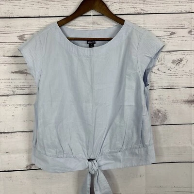 Top Patagonia Feminino Médio Azul Branco Listrado Texturizado Gravata Popover Boxy Orgânico - Imagem 1 de 4