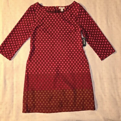 Vestido para mujer Old Navy pequeño rosa multicolor lunares cambio forrado manga 3/4. Foto 1 de 4