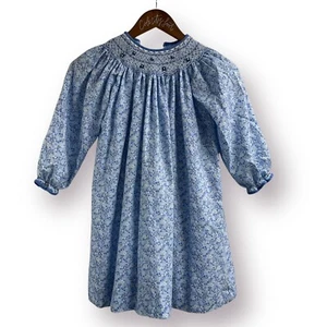 Petit Ami Blue Floral Smocked Collar Dress Size 6y - Picture 1 of 8
