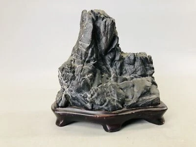Y6861 OKIMONO Suiseki viewing stone wooden stand Japan antique interior decor - Image 1 of 4