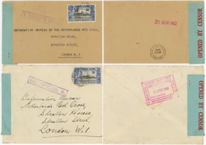 SIERRA LEONE 1942 to NETHERLANDS RED CROSS LONDON WW2 CENSORS 1 + 9 on COVERS - Picture 1 of 3