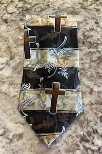 Divinity 100% Silk Men's Tie Church Cross Vintage Retro Philippians 4:7 VTG - Picture 1 of 5