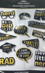 Black, Silver & Gold Graduation Photo Props, 13pc - Picture 1 of 2