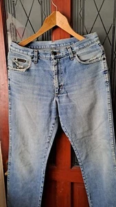 Mens Wrangler Jeans Pale Blue W 32 L 34 Distressed - Picture 1 of 9