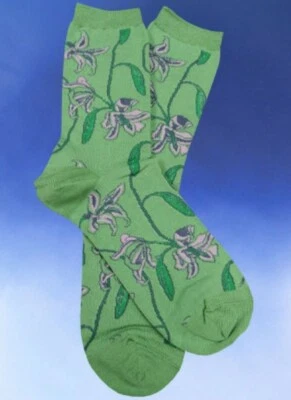 Calcetines florales Stargazer Lily para mujer nuevos con etiquetas en crema mantequilla y púrpura uva Foto 1 de 4