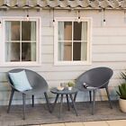 Bistro Set Garden Furniture Contemporary Modern Moon Chair & Table Grey or Blue