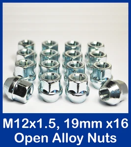 16 tuercas de rueda de aleación abierta hexagonales M12 x 1,5, 19 mm (zinc) - Imagen 1 de 2