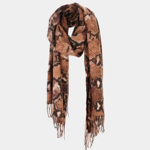 NEW Python Snake Skin Animal Print Soft Oblong Rectangular Wrap Tassel Scarf - Picture 1 of 2