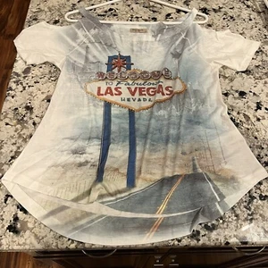 Süßes Gisele Damen Glitzer T-Shirt Welcome To Fabulous Las Vegas T-Shirt Small - Bild 1 von 5