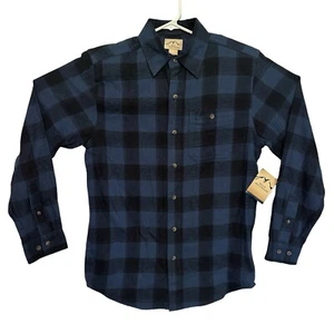 Blue Mountain Flannel Shirt Men's Small Black And Blue Plaid Country Work Ware - Picture 1 of 3