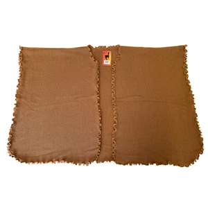 PONCHO ABRIGO CAPA MARRÓN MACIZO MUJER ALPACA ANDINA HECHO A MANO M - Imagen 1 de 5