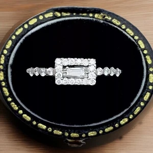 Real Diamond Ring 18ct White Gold Halo Style 0.31ct- Size L 1/2 - BNWT - Picture 1 of 5