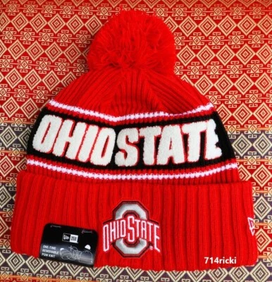 Chapéu gorro de malha 2024 NCAA On Field Ohio State Buckeyes New Era Pom oficial - Imagem 1 de 2