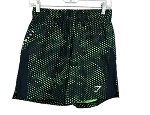 GYMSHARK Fluo Lime Shorts Mens Small Black Green Running Active Linerless LKNU - Picture 1 of 5