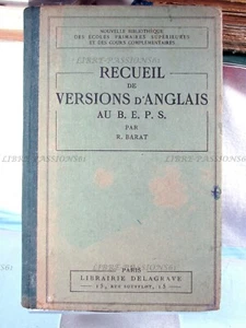 RECUEIL DE VERSIONS D'ANGLAIS AU B.E.P.S., R. BARAT, LIBRAIRIE DELAGRAVE, 1934 - Picture 1 of 11
