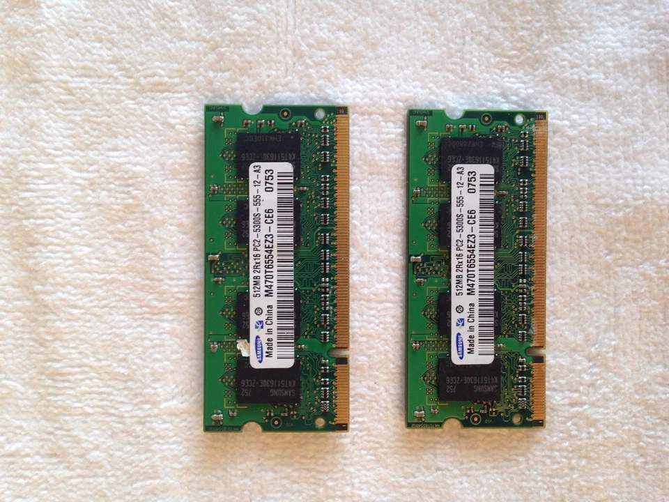 (2)Samsung 512MB PC2-5300S-12-A3         M470T6554EZ3-CE6  - Image 1 of 1