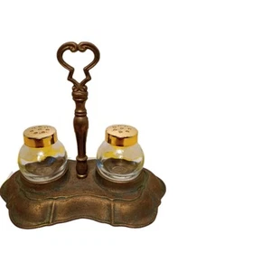 Vintage Mid Century Modern Gold Brass Gilde Handwerk Salt And Pepper Shakers - Picture 1 of 9