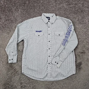 Camicia Wrangler con bottoni uomo 3 tasche nere bianche stampa geometrica manica lunga - Foto 1 di 13