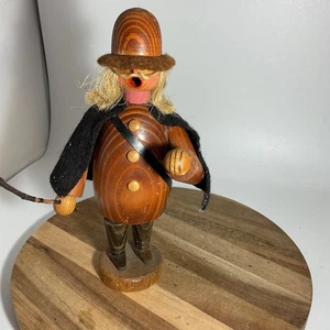 "Leñador de madera Erzgebirge vintage 7"" fumador Alemania"  - Imagen 1 de 8