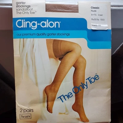 2 pares de medias ligeras vintage Sears Roebuck Cling-alon NUDAS para 8,5-11 Sissy  Foto 1 de 4