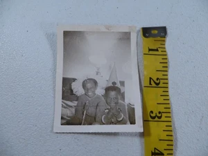 VTG 1940's 1950's African American Kids Halloween Costume Hat B&W Snapshot Photo - Picture 1 of 2