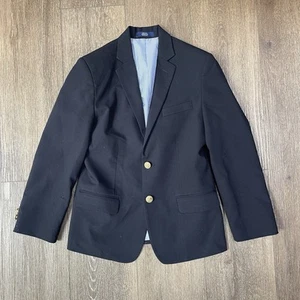 IZOD Blazer Jacket Boys 10 Navy Brass Buttons Single Breasted Notch Lapel School - Picture 1 of 1