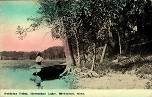  Vintage Postcard Fishing Feideins Point Horseshoe Lake Richmond MN Tinted DB - Picture 1 of 3