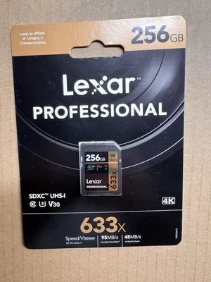 LEXAR PROFESSIONAL 256GB SDXC MEMORY CARD 633X UHS-I 95MB/S **BRAND NEW** - Image 1 of 2
