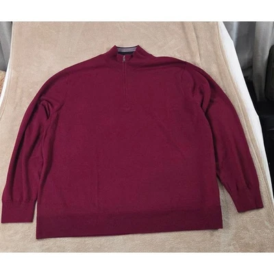 Brooks Brothers Merino Wool Sweater Men Size 2XL Maroon 1/4 Zip Pullover EUC - Image 1 of 4
