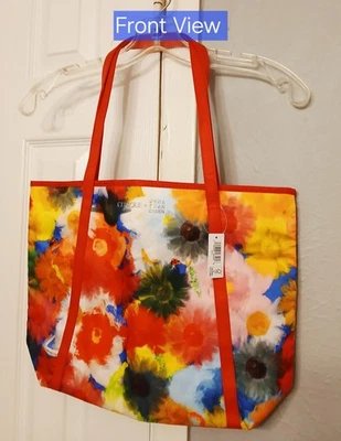 NWT Clinique x Jonathan Cohen Bright Watercolor Print Nylon Tote Bag - Image 1 of 4