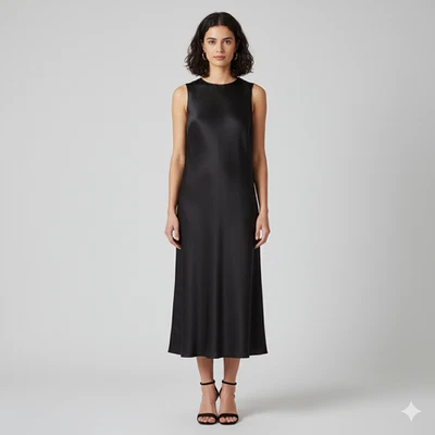 Authentic Vintage Gucci 100% Silk Black Midi Shift Dress - Image 1 of 4