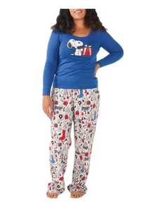 HYBRID APPAREL Intimates Blue Graphic Holiday Pajamas L - Picture 1 of 6