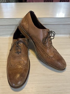 Zapatos de vestir London Brogues artesanales punta de ala con cordones marrón claro para hombre talla 13 - Imagen 1 de 8