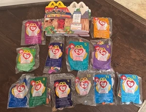 Complete Set of 1998 12 McD’s Teenie Beanies New in Packages with 12 Meal Boxes - Picture 1 of 2
