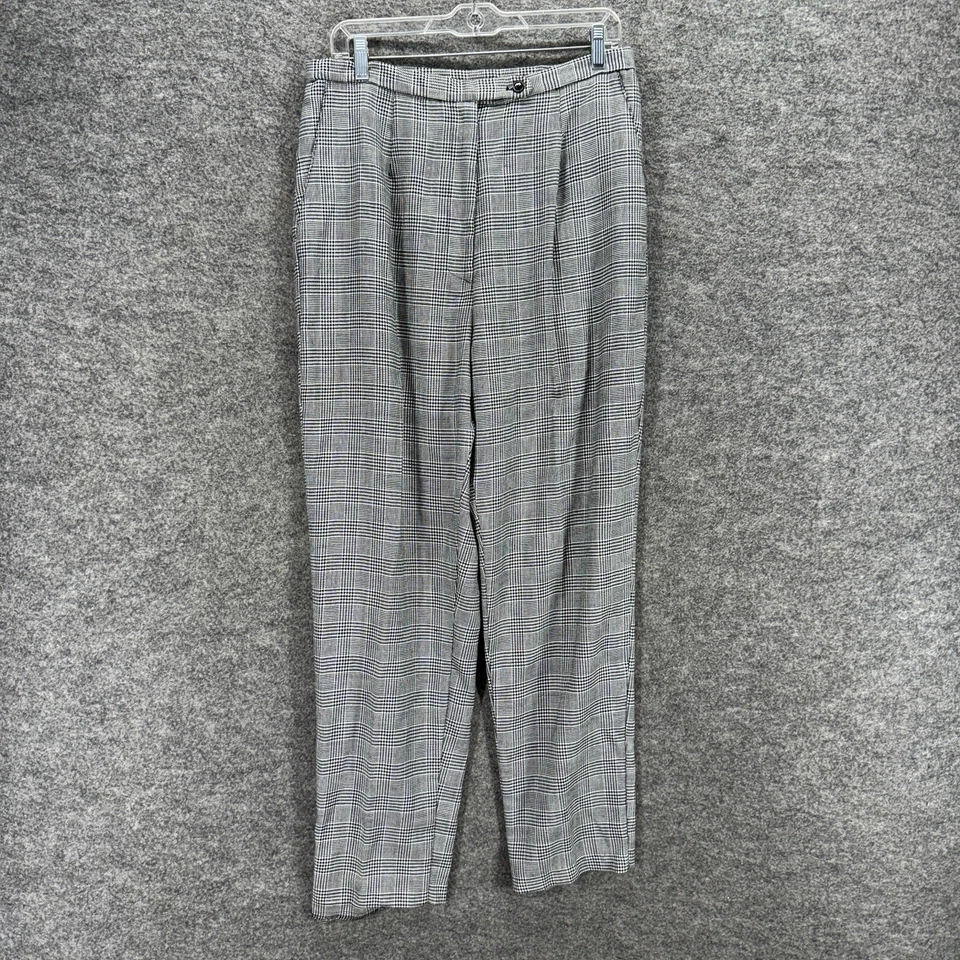 Moda Pantalones de vestir Bug para mujer 14/16 negros a cuadros tiro alto ajustados frente plano Foto 1 de 4