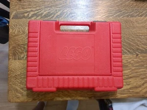 Vintage 1985 Lego Storage Container Case Red Carry Box Plastic Light Grey Clips - Picture 1 of 4