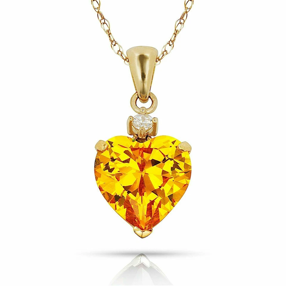 Твердый 14K желтое золото 0,75» с залогом CZ сердце подвеска ноябрь топаз камень - Изображение 1 из 1