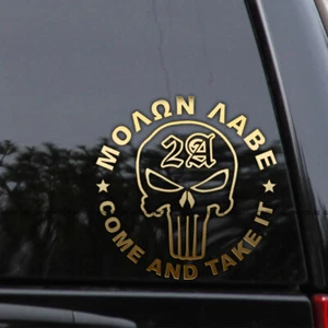 Punisher Molon Labe 2A Vinyl Decal – Come and Take It NRA Sticker - Picture 1 of 2