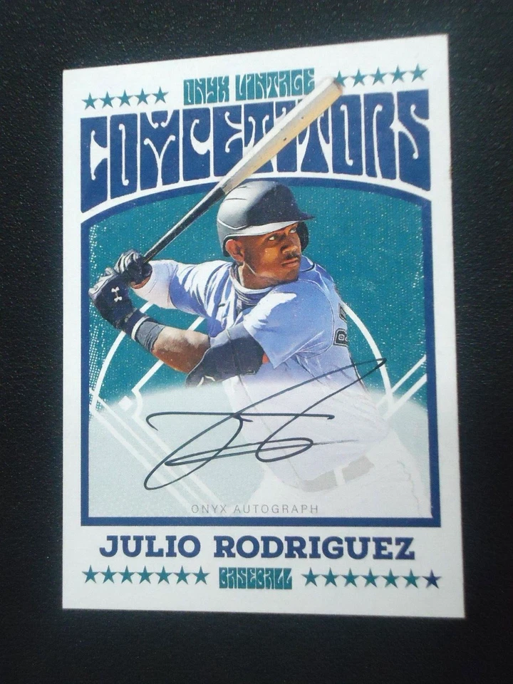Julio Rodriguez 2022 ONYX VINTAGE COMPETITORS AUTO 5/5 Card #CAJR - Image 1 of 2